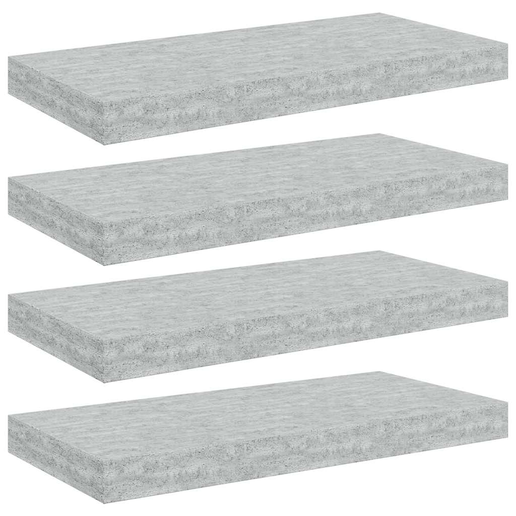 Floating Wall Shelves 4 pcs Concrete Grey 50x23.5x3.8 cm MDF