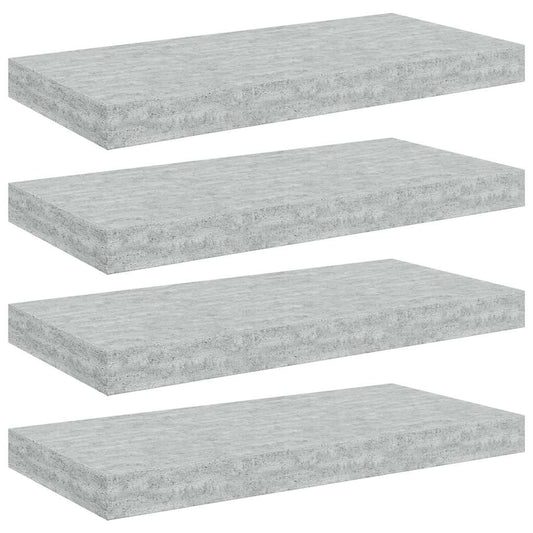 Floating Wall Shelves 4 pcs Concrete Grey 50x23.5x3.8 cm MDF