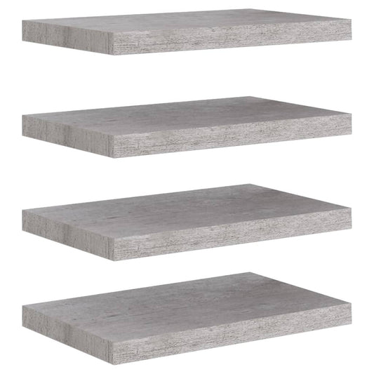 Floating Wall Shelves 4 pcs Concrete Grey 50x23x3.8 cm MDF
