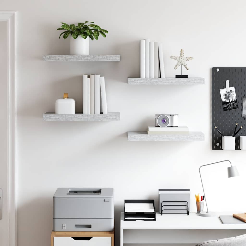 Floating Wall Shelves 4 pcs Concrete Grey 50x23x3.8 cm MDF
