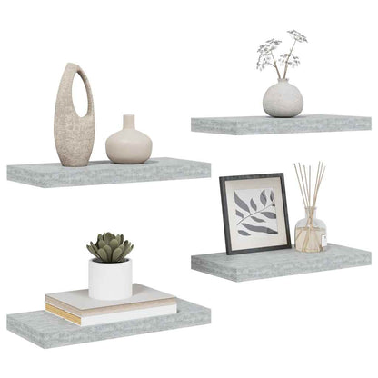 Floating Wall Shelves 4 pcs Concrete Grey 50x23.5x3.8 cm MDF