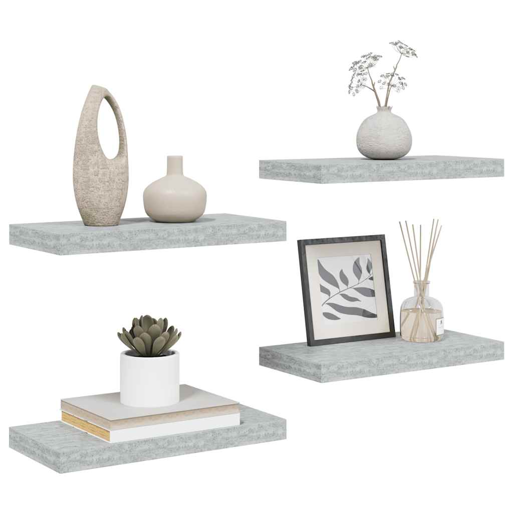 Floating Wall Shelves 4 pcs Concrete Grey 50x23x3.8 cm MDF