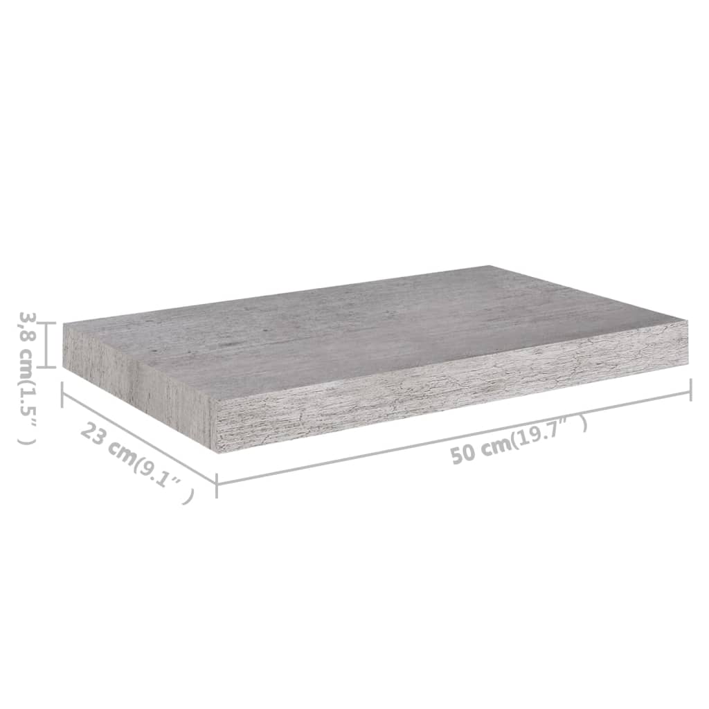 Floating Wall Shelves 4 pcs Concrete Grey 50x23x3.8 cm MDF
