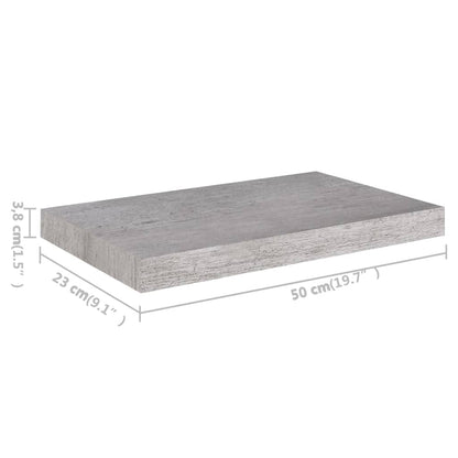 Floating Wall Shelves 4 pcs Concrete Grey 50x23x3.8 cm MDF