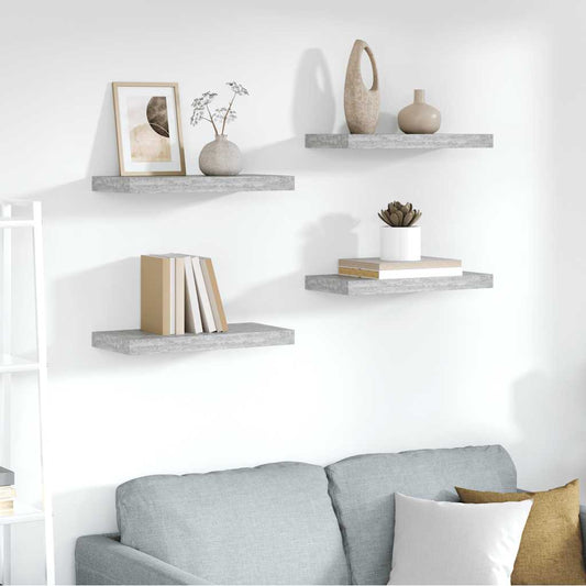 Floating Wall Shelves 4 pcs Concrete Grey 50x23.5x3.8 cm MDF