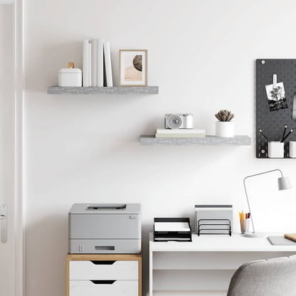 Floating Wall Shelves 2 pcs Concrete Grey 60x23.5x3.8 cm MDF