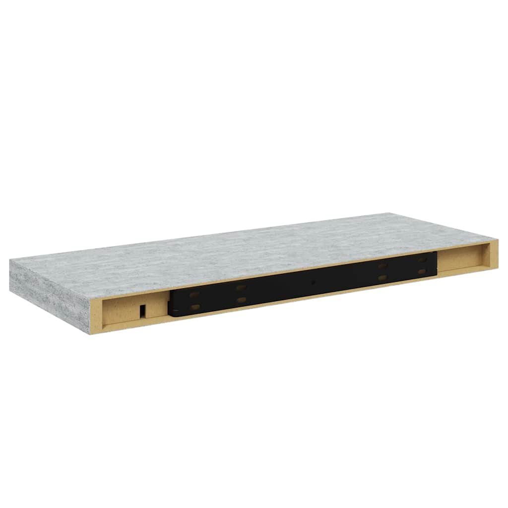 Floating Wall Shelves 2 pcs Concrete Grey 60x23.5x3.8 cm MDF