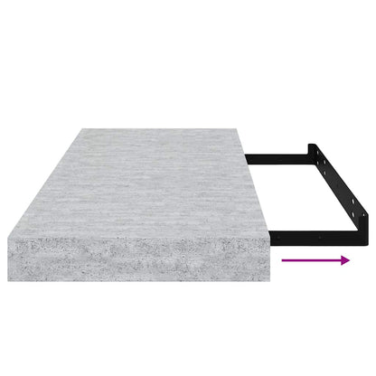 Floating Wall Shelves 2 pcs Concrete Grey 60x23.5x3.8 cm MDF