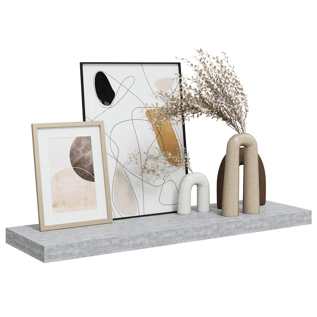 Floating Wall Shelf Concrete Grey 80x23.5x3.8 cm MDF