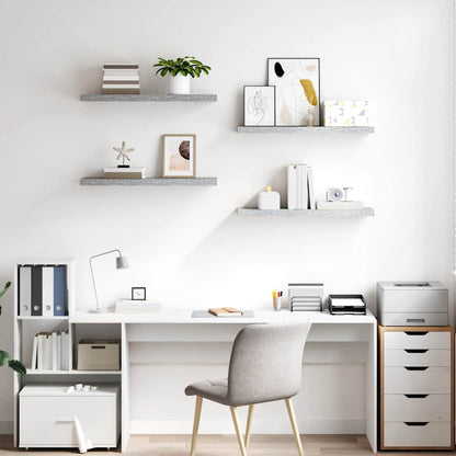 Floating Wall Shelves 4 pcs Concrete Grey 80x23.5x3.8 cm MDF