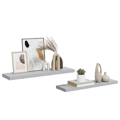 Floating Wall Shelves 2 pcs Concrete Grey 90x23.5x3.8 cm MDF