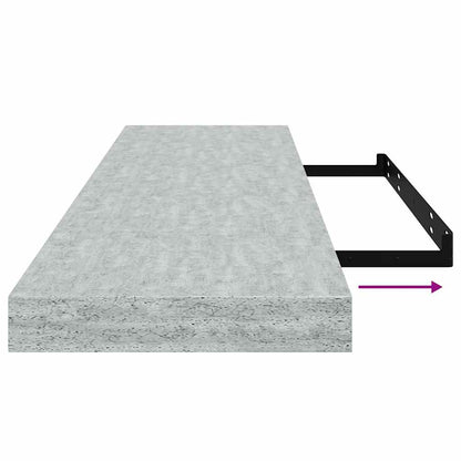Floating Wall Shelves 2 pcs Concrete Grey 90x23.5x3.8 cm MDF