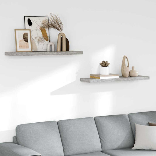 Floating Wall Shelves 2 pcs Concrete Grey 90x23.5x3.8 cm MDF