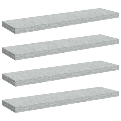 Floating Wall Shelves 4 pcs Concrete Grey 90x23.5x3.8 cm MDF