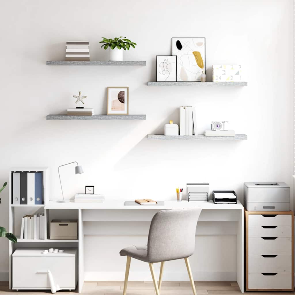 Floating Wall Shelves 4 pcs Concrete Grey 90x23.5x3.8 cm MDF