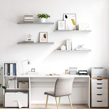 Floating Wall Shelves 4 pcs Concrete Grey 90x23.5x3.8 cm MDF