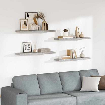 Floating Wall Shelves 4 pcs Concrete Grey 90x23.5x3.8 cm MDF