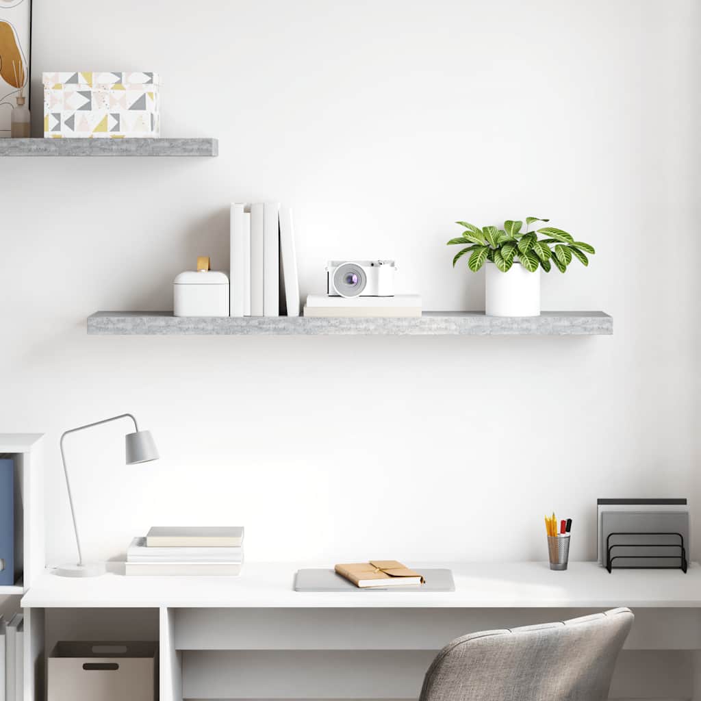 Floating Wall Shelf Concrete Grey 120x23.5x3.8 cm MDF