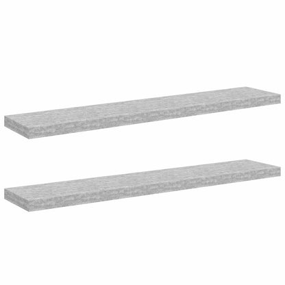Floating Wall Shelves 2 pcs Concrete Grey 120x23.5x3.8 cm MDF