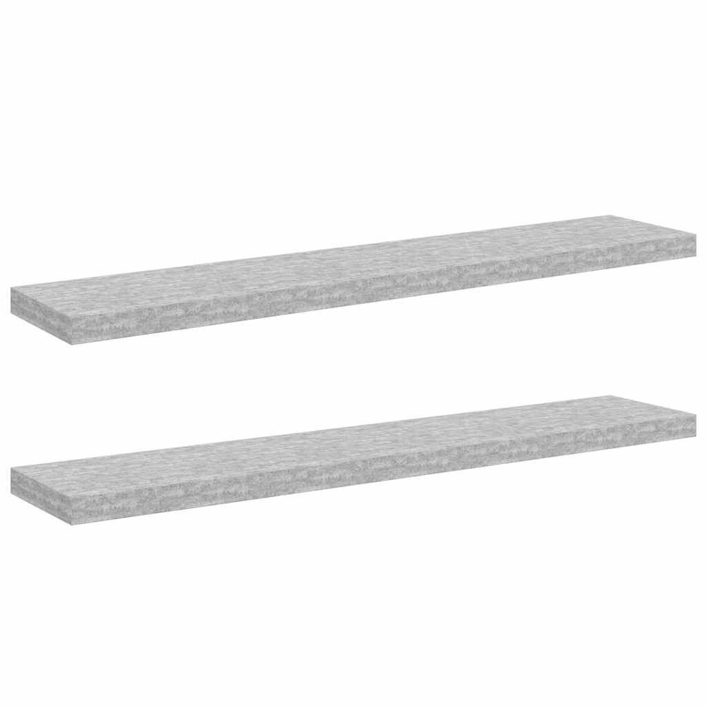 Floating Wall Shelves 2 pcs Concrete Grey 120x23.5x3.8 cm MDF