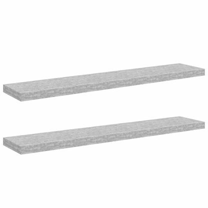 Floating Wall Shelves 2 pcs Concrete Grey 120x23.5x3.8 cm MDF