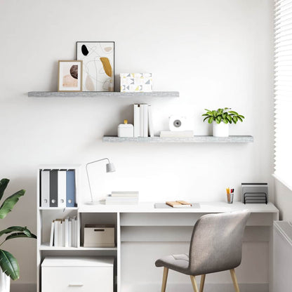 Floating Wall Shelves 2 pcs Concrete Grey 120x23.5x3.8 cm MDF
