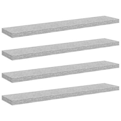 Floating Wall Shelves 4 pcs Concrete Grey 120x23.5x3.8 cm MDF
