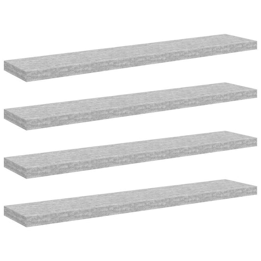 Floating Wall Shelves 4 pcs Concrete Grey 120x23.5x3.8 cm MDF