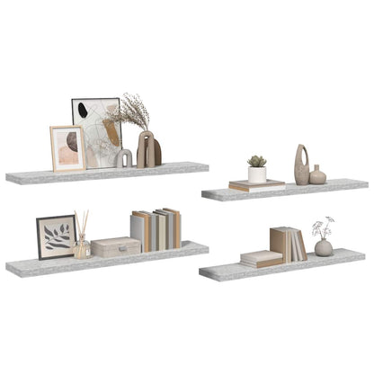 Floating Wall Shelves 4 pcs Concrete Grey 120x23.5x3.8 cm MDF