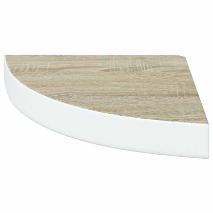 Wall Corner Shelf Oak and White 25x25x3.8 cm MDF