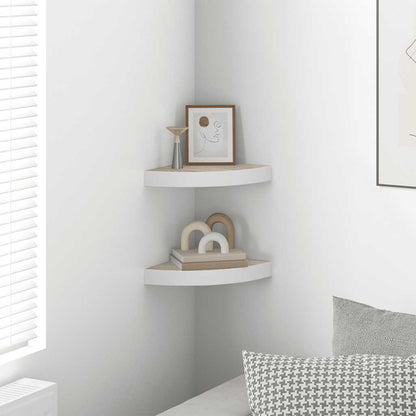 Wall Corner Shelves 2 pcs Oak and White 25x25x3.8 cm MDF
