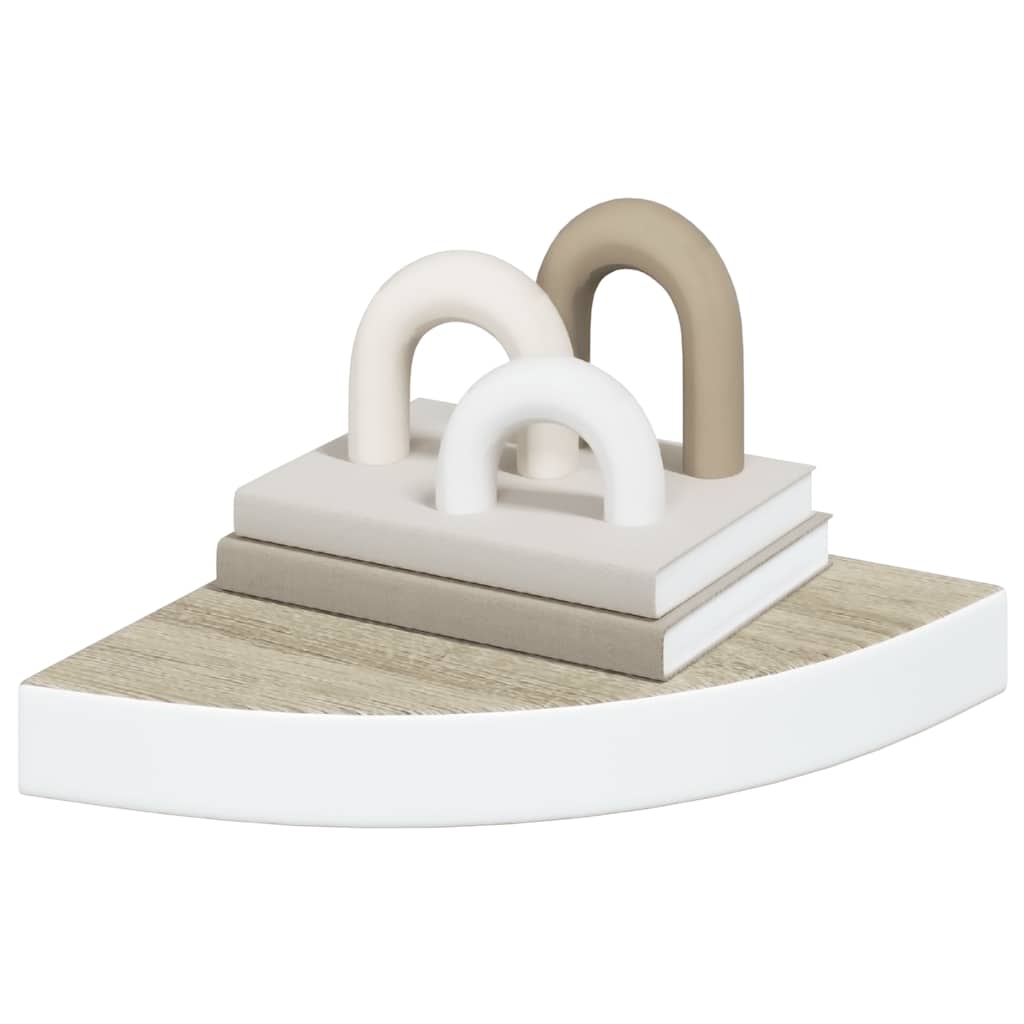 Wall Corner Shelves 4 pcs Oak and White 25x25x3.8 cm MDF
