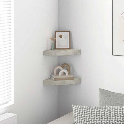 Wall Corner Shelves 2 pcs Concrete Grey 25x25x3.8 cm MDF