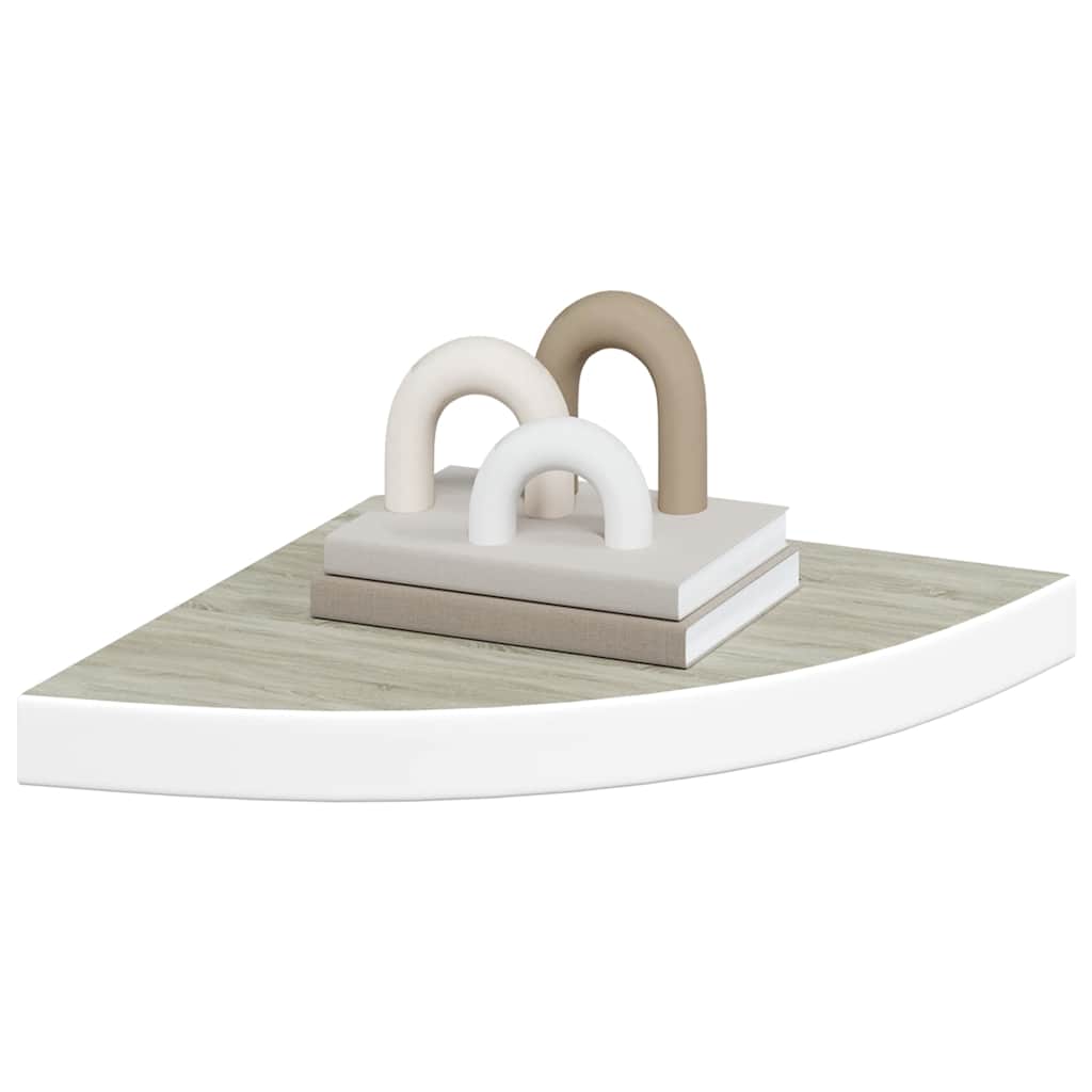 Wall Corner Shelf Oak and White 35x35x3.8 cm MDF