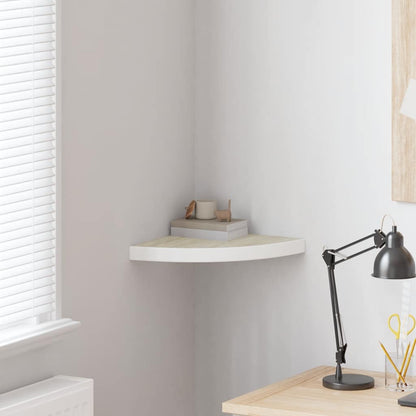 Wall Corner Shelf Oak and White 35x35x3.8 cm MDF