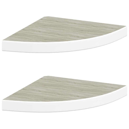 Wall Corner Shelves 2 pcs Oak and White 35x35x3.8 cm MDF