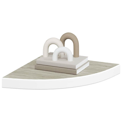 Wall Corner Shelves 2 pcs Oak and White 35x35x3.8 cm MDF
