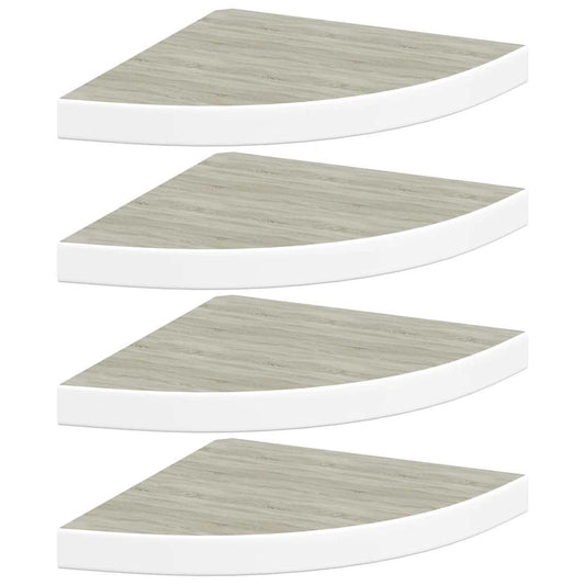 Wall Corner Shelves 4 pcs Oak and White 35x35x3.8 cm MDF