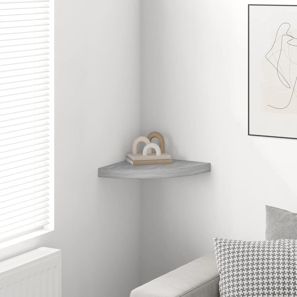Wall Corner Shelf Concrete Grey 35x35x3.8 cm MDF