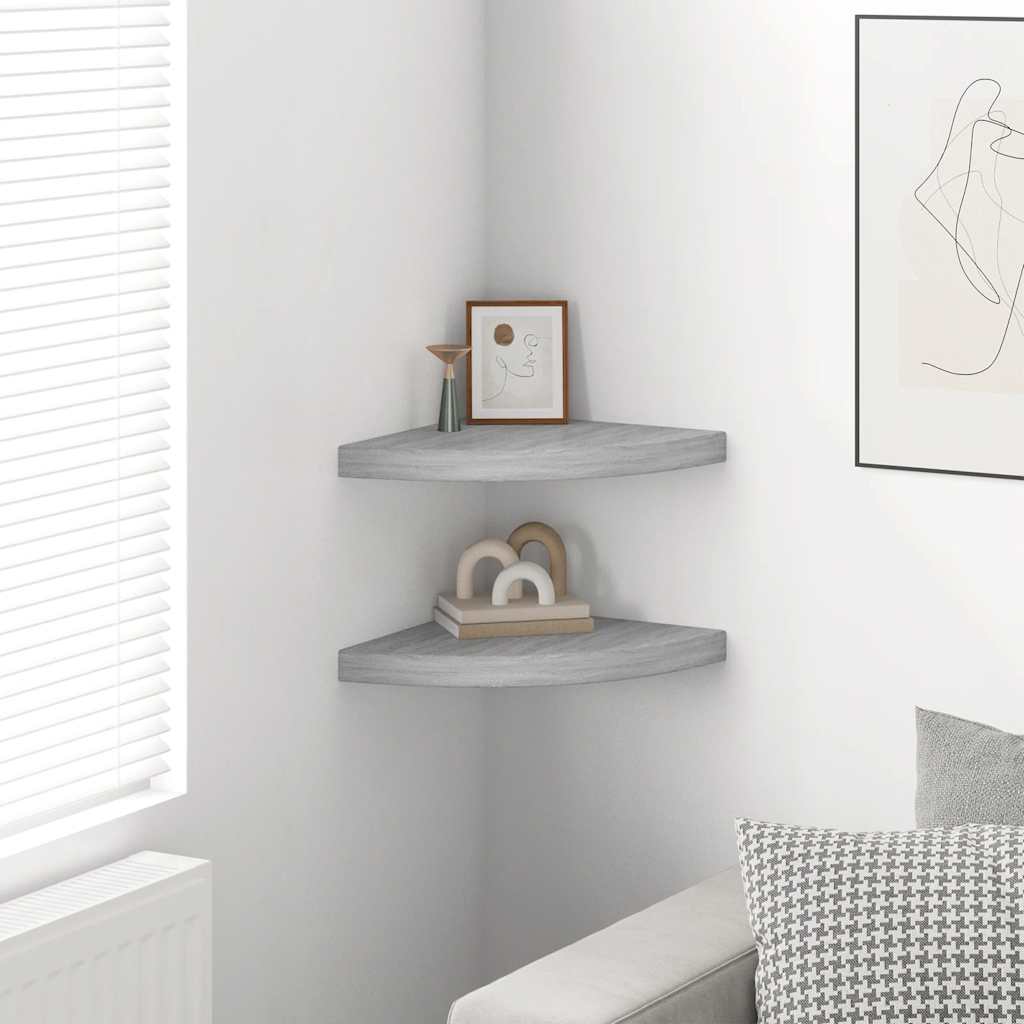 Wall Corner Shelves 2 pcs Concrete Grey 35x35x3.8 cm MDF