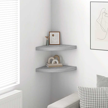 Wall Corner Shelves 2 pcs Concrete Grey 35x35x3.8 cm MDF