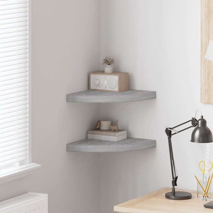 Wall Corner Shelves 2 pcs Concrete Grey 35x35x3.8 cm MDF