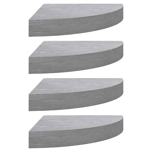 Wall Corner Shelves 4 pcs Concrete Grey 35x35x3.8 cm MDF