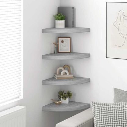 Wall Corner Shelves 4 pcs Concrete Grey 35x35x3.8 cm MDF
