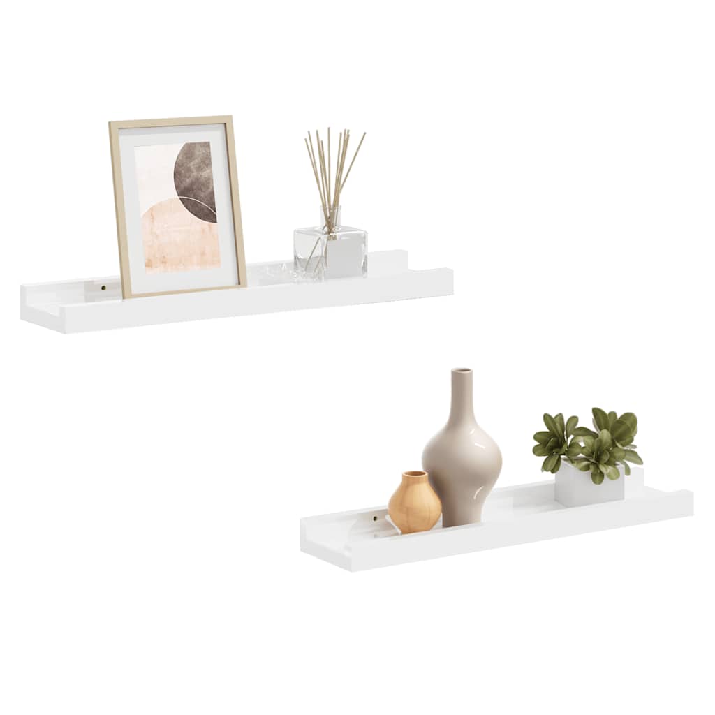 Wall Shelves 2 pcs High Gloss White 40x9x3 cm