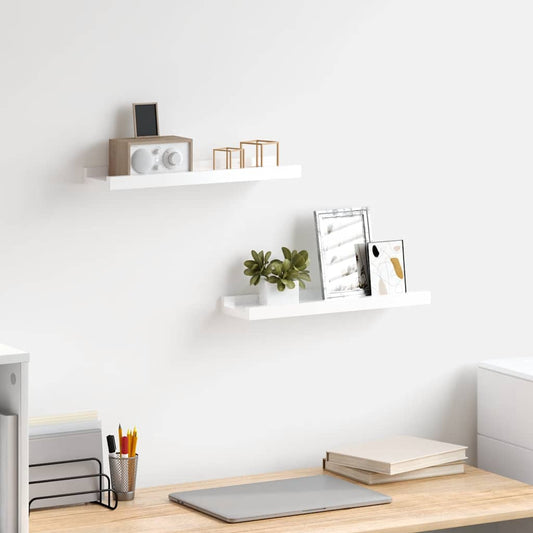 Wall Shelves 2 pcs High Gloss White 40x9x3 cm