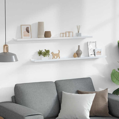 Wall Shelves 2 pcs High Gloss White 100x9x3 cm