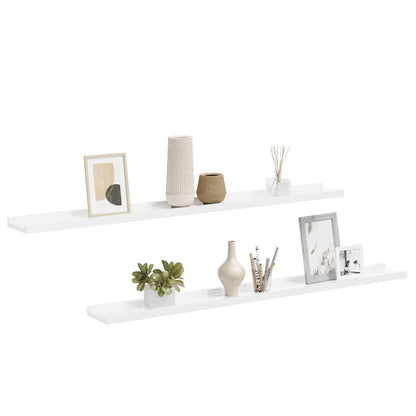 Wall Shelves 2 pcs High Gloss White 100x9x3 cm