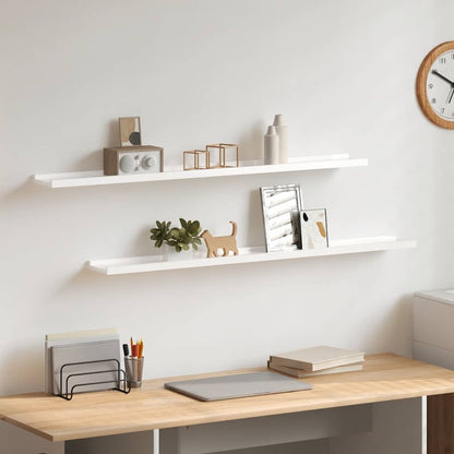 Wall Shelves 2 pcs High Gloss White 100x9x3 cm