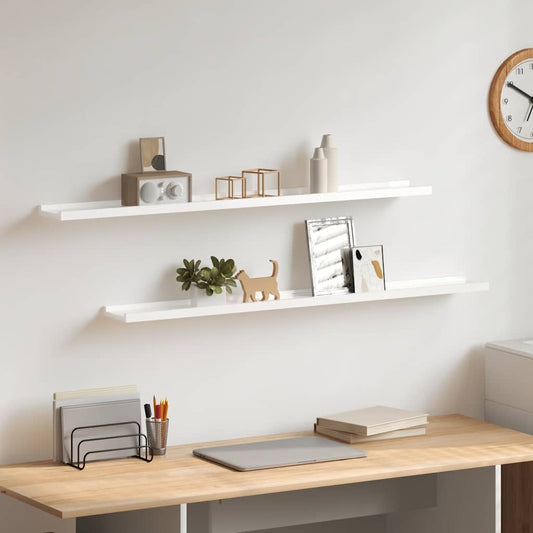 Wall Shelves 2 pcs High Gloss White 100x9x3 cm